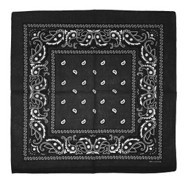 Allgala 12 Pack 100% Cotton Premium Bandanas Head Band Wrap Scarf-Black-HA55902
