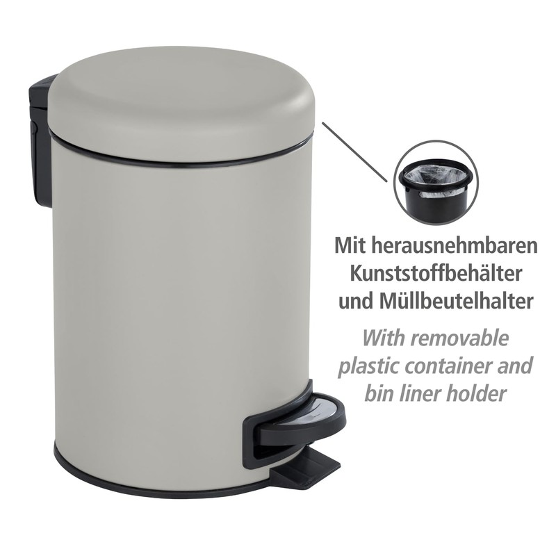 WENKO Cosmetic Pedal Bin Leman Taupe 3 L – Cosmetic