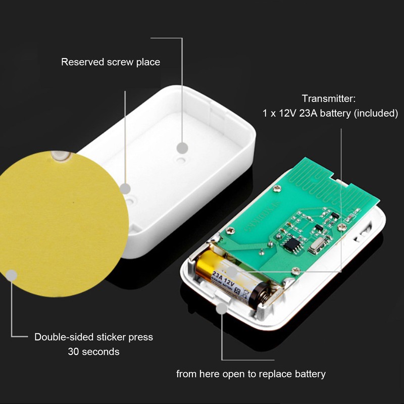 Wireless Doorbell Receiver Transmitter Battery Powered Simple Outside Waterproof Intelligent