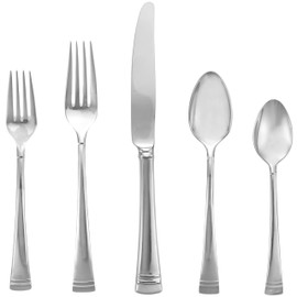 Lenox Federal Platinum - Juego de cubiertos de acero inoxidable de 5 piezas, servicio para 1, color plateado
