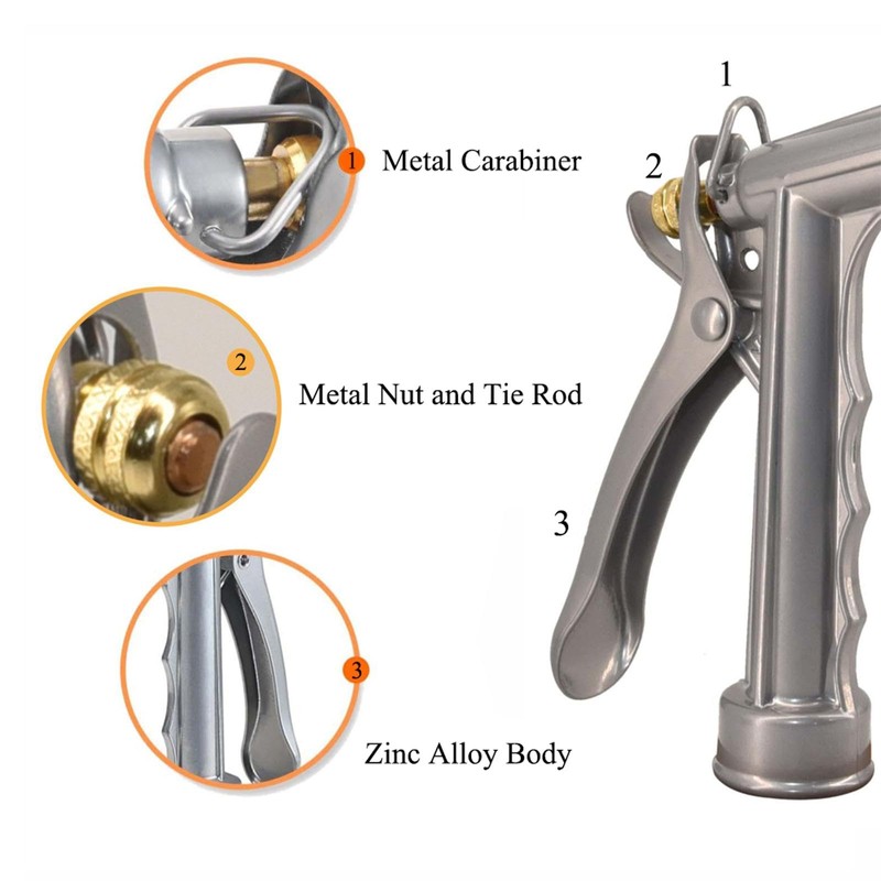 Supertool 4Pcs Metal Hose Nozzle 5.5in Pistol Grip Nozzle with