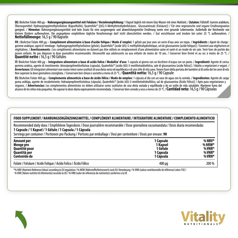 Folic Acid 400 µg Bioactive with Quatrefolic Folic Acid Capsules