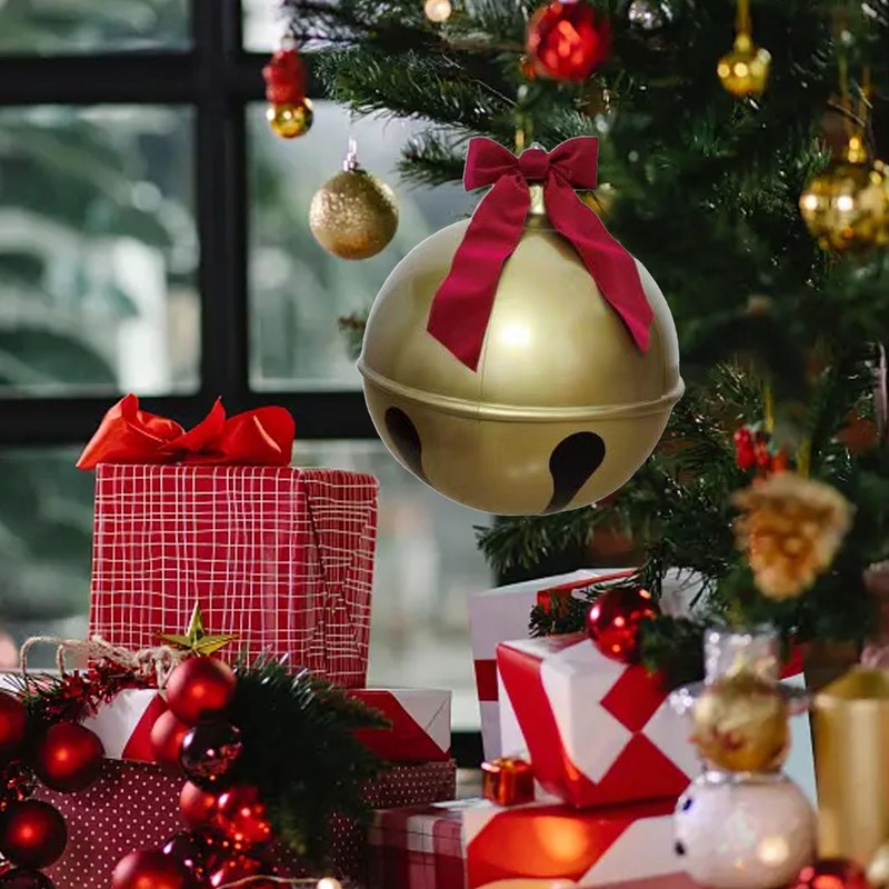 Inflatable Christmas Ball Bell Gaint Ornament with Red Bowknot PVC