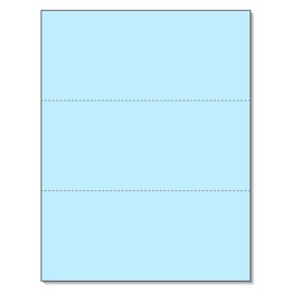 Pack of 500 Sheets, 8-1/2 x 11" Letter Size Perforated Paper (Blue, Perf @ 3-2/3" and 7-1/3")