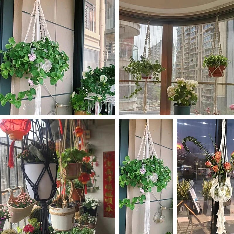 WeedGuard Outdoor Plant Hanger Macrame – Handcrafted Knotted Lifting Rope