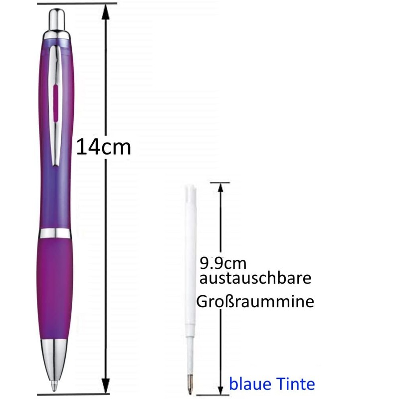 Libetui 50 Ballpoint Pens Purple Set - Blue Ink, Ergonomic