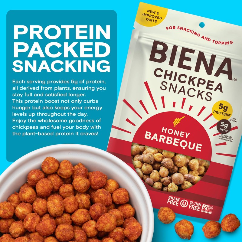 BIENA Chickpea Snacks - Crunchy Roasted Chickpeas - High Fiber