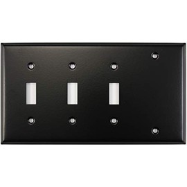 Stamped Steel Black 4 gang Combo Wall Plate - 3 Toggle Switches 1 Blank