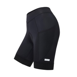 NUCKILY Ladies Padded Cycling Shorts Black with Pockets Lightweight Breathable 4D Padded, black