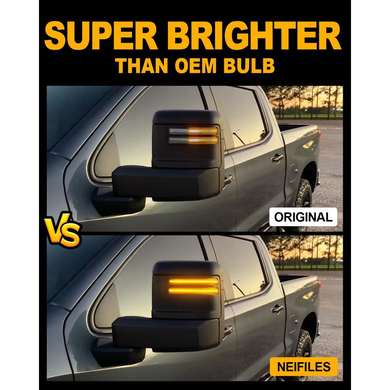 NEIFILES LED Side Mirror Turn Signal Light for Chevy Silverado