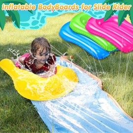 Blueweenly 8 Pcs Inflatable Body Boards for Water Slides, Inflatable Surfboard 21.2 x 15 Inch Portable Surf Boards for Kids Body Boards Garden Lawn Water Slide Accessories(Blue/Green/Pink/Yellow)