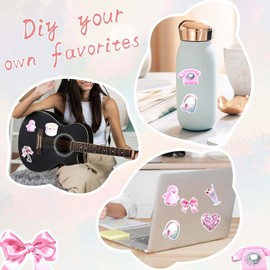 100 Pcs Cute Coquette Stickers Pink Coquette Aesthetic Stickers Waterproof Vinyl Stickers Gentle Ballet Style Graffiti Sticker Pink Decal for Water Bottles, Phone Cases, Coquette Room Decor Vintage