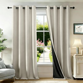 Cortinas Blackout, 2 Paneles Cortinas con Aislamiento Térmico para Estar/Recámara Ventana, Reducción de Ruido, Suave, con Ojales, Para Sala de Estar,Comedor (Beige, 132An x 213Al cm (2 Paneles))