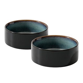 Havniva Ceramic Set of 2 Cat Food and Water Bowl , Kitty Bowl , Cat Dish , Cat Feeder , 5" D Cat Bowl , 400ml, 13oz (2 x Starry Sky)