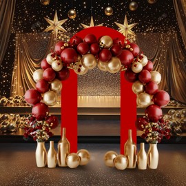 Babenest 7.2Ft Spandex Open Arch Backdrop Cover, Fitted Double-Sided U-Shaped Wedding Arch Cover, Round Top Chiara Stand Cover for Ceremony Baby Shower Birthday Party Decoration (Red)