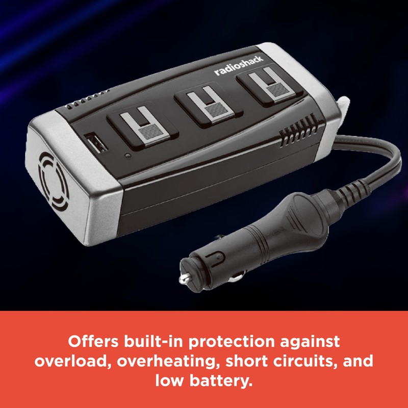 RadioShack 150W Power Inverter, 3-Plug Adapter with USB