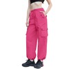 Cromoncent Girls High Waist Parachute Pants Y2K Cargo Trousers with