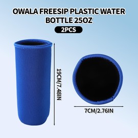 Lyreh 2pcs Water Bottle Sleeves for Owala FreeSip Plastic 25oz, Washable Neoprene Insulated Water Bottle Wrap for Retaining Temperature & Avoiding Damage (Blue)