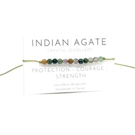 Albion Design - Crystal Anklet - Beaded Crystal Anklet - Dainty Crystal Anklet - Unisex Crystal Anklet - Gemstone Anklet (Indian Agate)