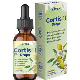 Cortisol Supplements Liquid for Women Men, Cortisol Wellness Drops for Relaxation, Zzz, Stress, Focus Support, Hormone Balance with Magnesium Glycinate, Ashwagandha, Rhodiola, L-Theanine, 2 FL OZ