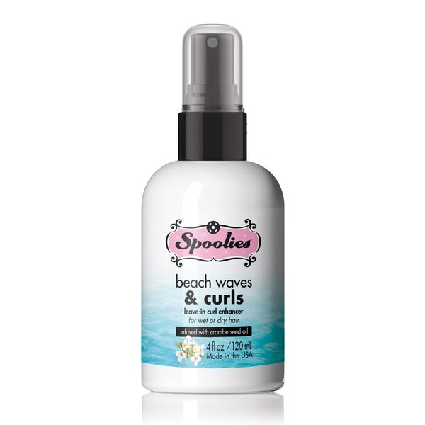 Spoolies Beach Waves & Curls, Leave-in Curl Enhancer - for wet or dry hair treatment, with essential oils. Sulfate free, paraben free, phthalate free, and safe for color-treated hair, Made in USA