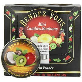 Rendez Vous, French Mini Candies, Tropical Fruit, 1.5 oz (Pack of 12)