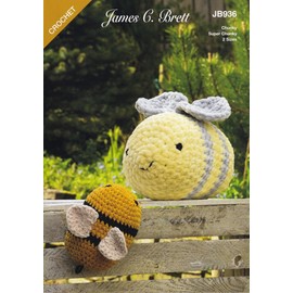 James C. Brett JB936 Crochet Pattern Bonnie and Brucie Bumble Bee Toys in Flutterby and Huggable