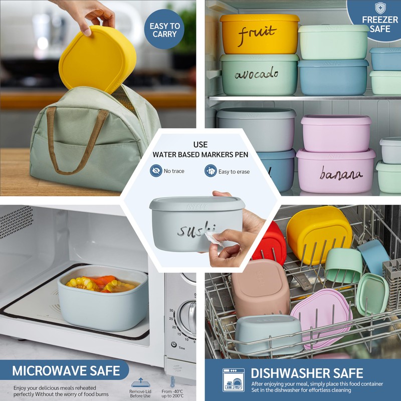 ISSEVE 12Pcs/Set Nesting Silicone Food Storage Containers with Lids, BPA