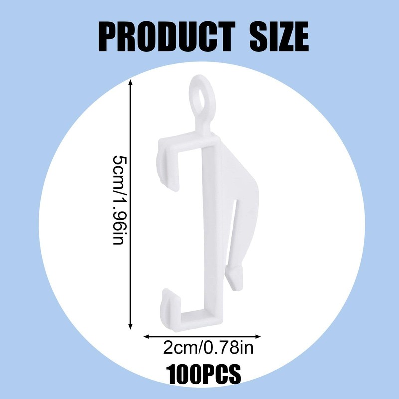 100 Pcs Plastic Curtain Hooks, Curtain Track Gliders, Smooth Sliding,