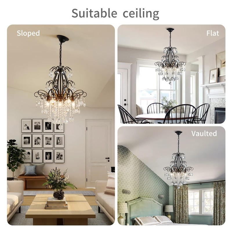 WUZUPS Crystal Chandelier 5-Light Pendant Ceiling Light Modern Lighting Fixture