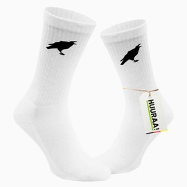 Huuraa Unisex Socken Rabe Silhouette Geschenk Größe 37/41 White Rabe Geschenkidee