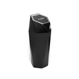 Car Trash Can with Lid, Mini Portable Auto Garbage Can, Small Leakproof Diamond Design Trash Dustbin, Waterproof Vehicle Rubbish Bins for Automotive Car, Home, Office, Kitchen, Bedroom (Black,1)
