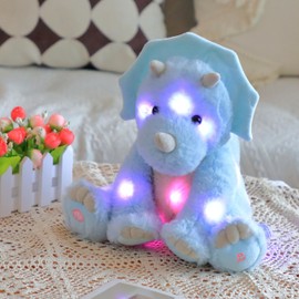 Cuteoy Musical Dinosaur Stuffed Animal Light Up Triceratops Night Light Plush Toy Adorable Lullaby Adjustable Volume Animated Soother Bedtime Gifts for Tollder10