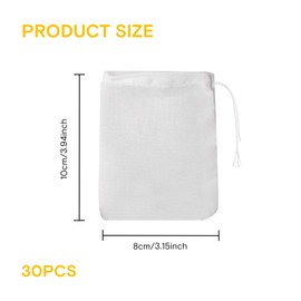 30Pcs Reusable Tea Bags Cotton Tea Bags Empty Muslin Bags 8*10cm/3*4 inch Spice Bags for Cooking Beige Reusable Tea Bags for Loose Tea Spice Bag with Drawstring Tea Coffee Filter Bags Bouquet Bags