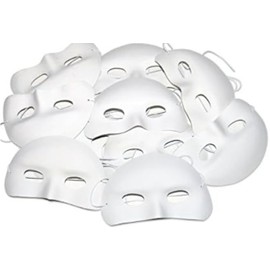 Kids B Crafty Half Masks for Kids - 12 White Craft Masks to Decorate, Mask Making Kit