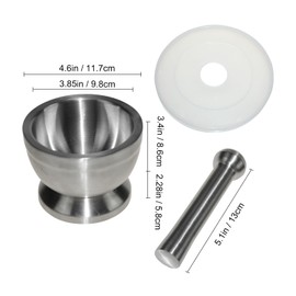 Lxmxgk 18/8 Stainless Steel Mortar and Pestle, Rock Crusher Mortar and Pestle, Pill Crusher, Ore Crusher, Spice Grinder, Cooking Spices and Seasoning, Kitchen Accessories (Large Diameter 4.6'')