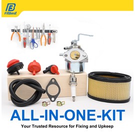 FitBest 640260B Carburetor with 33268 Air Filter Tune-up kit for Tecumseh 640260 640260A 520956 056320 640023 640051 640140 Compatible with HM80 H85 HM90 HM100 4 Cycle Small Engine Toro