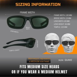 Bikershades Motorcycle Bifocal Sunglasses +1.00 Foam Padded Wind Proof ANSI Z87 for Small to Medium Fit