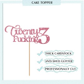 Decoración para tarta de 23 años de edad, color oro rosa, decoración para tartas de cumpleaños o aniversario