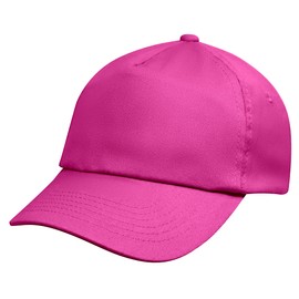 L4 Kids Plain Baseball Cap 5 Panel (Fuchsia, One Size)