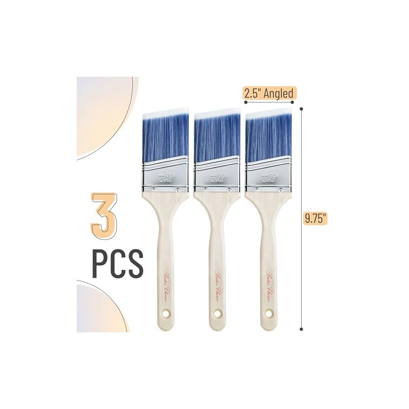 Bates- Paint Brushes, 2.5-Inch, 3 Pack, Treated Wood Handle, Angle
