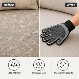 Pet Hair Removal Gloves for Grooming & Cleaning – Double-Sided Reusable Mitts for Sofas, Carpets & Clothes