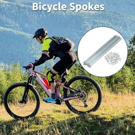 TUCKBOLD Bicycle Spokes Bike Wheel Spokes Silver Tone Nipple 1 Set 14G 239mm Length Carbon Steel Galvanized