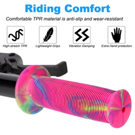 Kids Bike Grips - Kid Bicycle Grips Handlebar 22.2mm for 12”to 16”Bike with Safe Mushroom Pattern | 105mm Soft Toddler Balance Bike Grips Mini Kick Scooter Tricycle Grips for Boys Girls