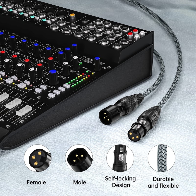 huaham XLR Cable 4 Pack 5 m Microphone Cable Nylon