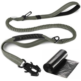 Durable Tactical Dog Lead - 1.35-1.9 m Dog Lead Adjustable with Rubbish Bag, Strong Reflective Quick Release Carabiner Safety Lead Dog Leash for Medium Large Dogs