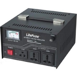 LiteFuze LR-1500 1500 Watt Voltage Regulator with Transformer Step Up/Down 110V/220V - IEC Detachable Cord - Circuit Breaker, Black