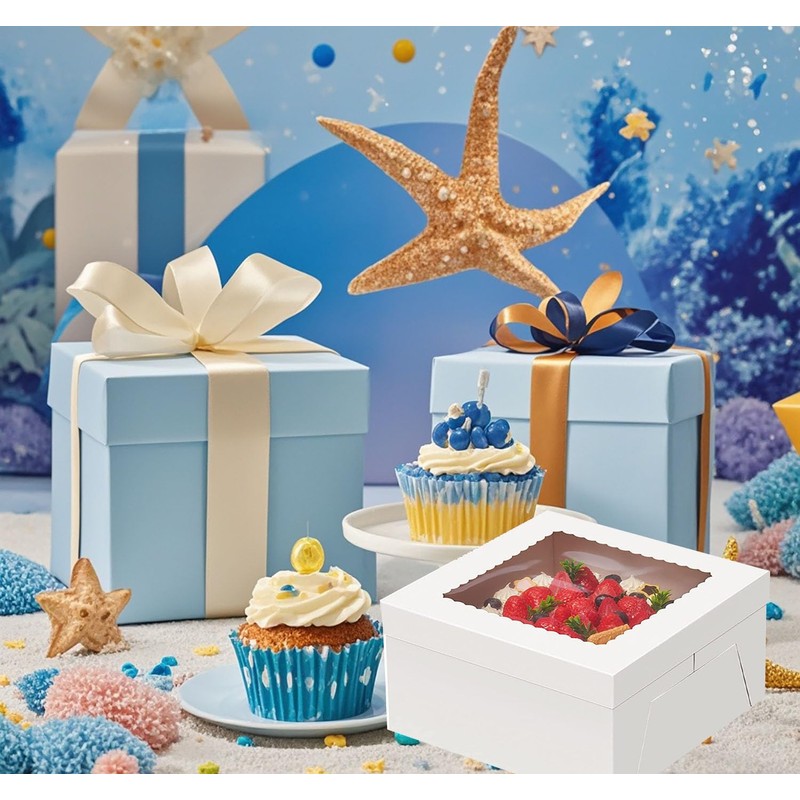 YYaaloa 8x8x8 Cake Boxes 20pcs 8 Inch with Window Clear