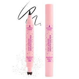 Freckle Eyeliner Pen 2 in 1, Natural Light Brown Fake Freckles Stamp Face Tattoo Waterproof, Smooth Long Lasting Smudge Proof Black Liquid Eyeliner, Quick Dry Magic Freckle Stain Summer Makeup 01