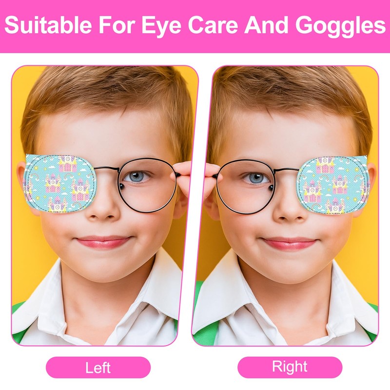 HotoPink 10 Pcs Eye Patches for Kids Glasses, Reusable Cartoon